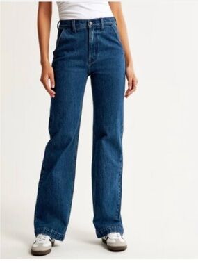 Abercrombie & Fitch Dark Blue High-Rise Wide-Leg Jeans new without tags